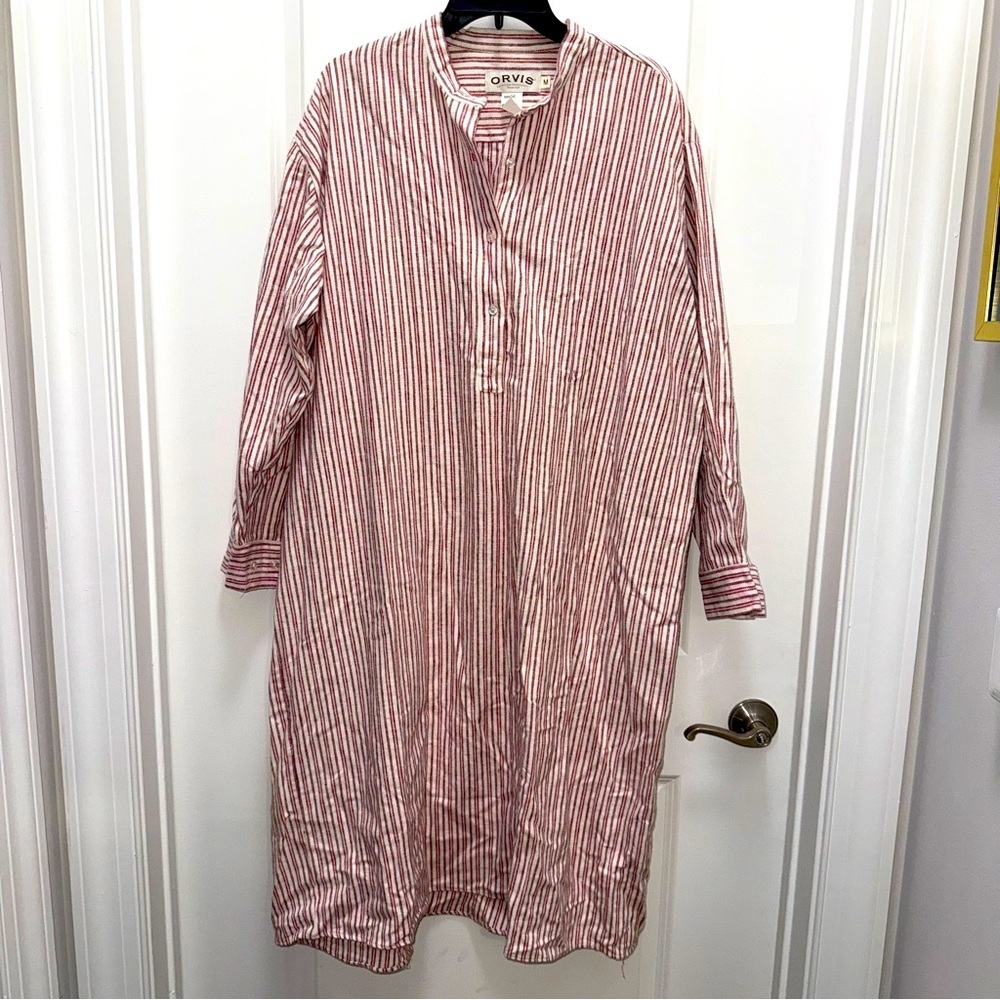Orvis Women's Striped Red/Beige Nightgown